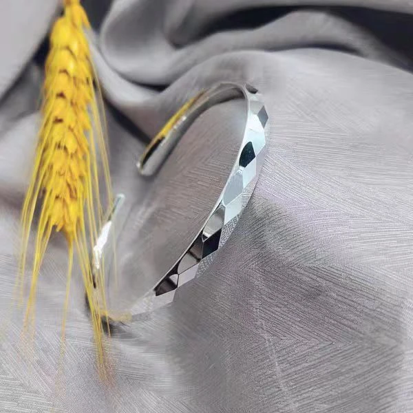 足银手镯  足银s9999 菱形开口手镯