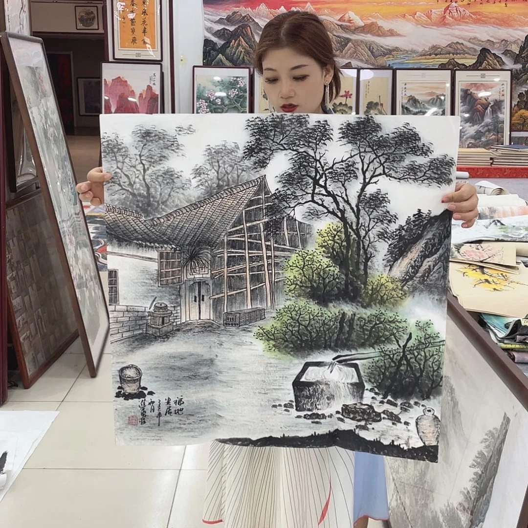 国画纯手绘山水花鸟