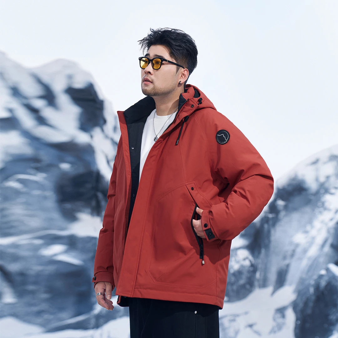 【90白鸭绒羽绒服】森老板大码男装冬季羽绒服户外防风保暖连帽外套