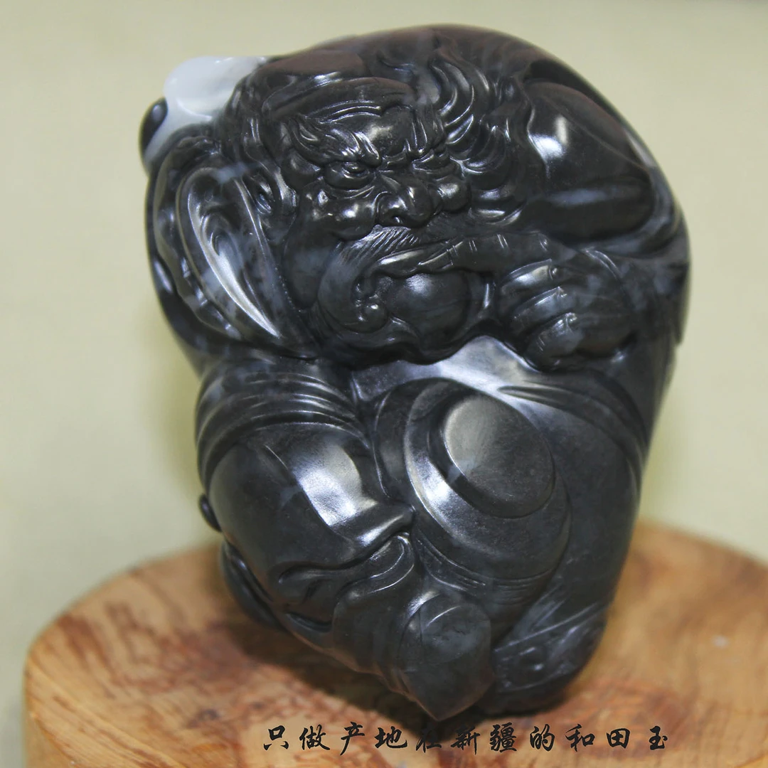 新疆和田玉青花钟馗手把件 小摆件 纳福 195.5克