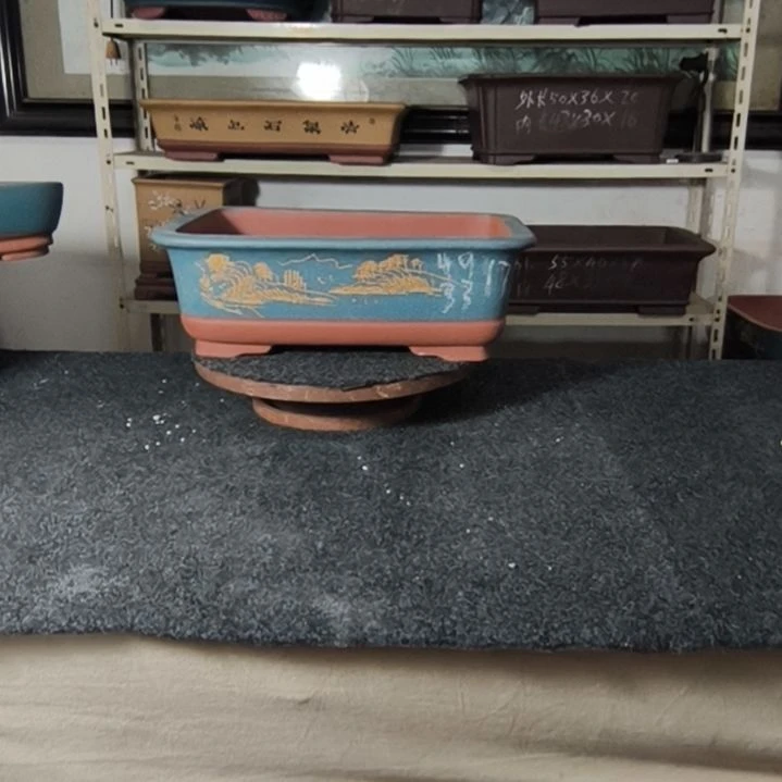 紫砂花盆绿色小马