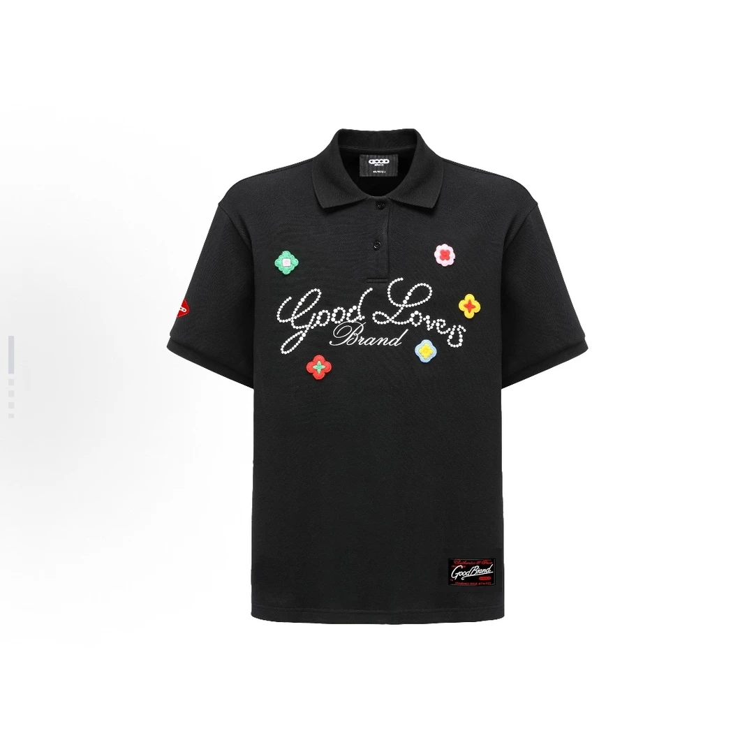 2025百搭潮流GOOD立体刺绣标语轻奢时尚高级感短袖Polo衫男女同款