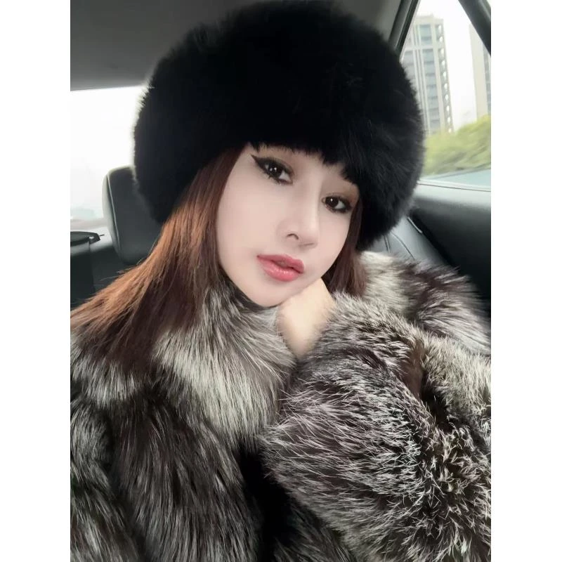 LUXURYMEMO【造型女王】时髦精水貂毛编织狐狸毛皮草帽