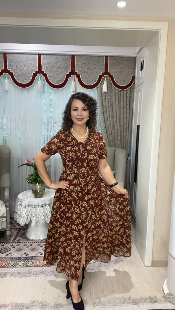 酒红色新款时尚连衣裙7-11