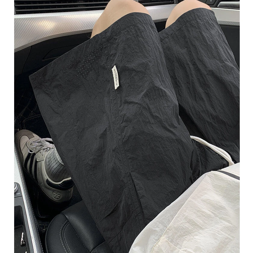 美式休闲防水速干短裤男夏季宽松网眼透气运动五分裤拼接沙滩裤子