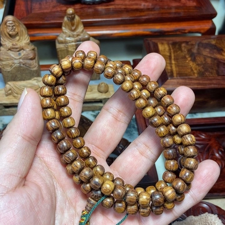 黄花梨/降香黄檀7×8老型桶珠虎皮纹芝麻点