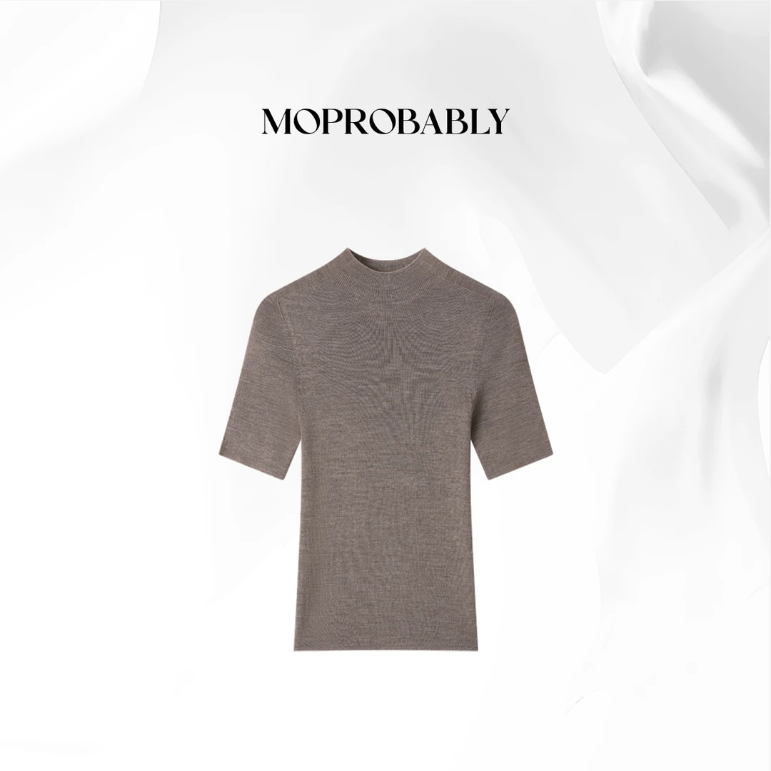 Moprobably贝贝「典衫」"100%绵羊毛"极简针织短袖T恤L5276075