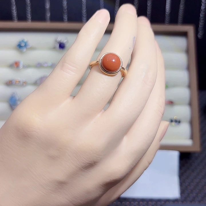南红玛瑙银S925镶嵌戒指
