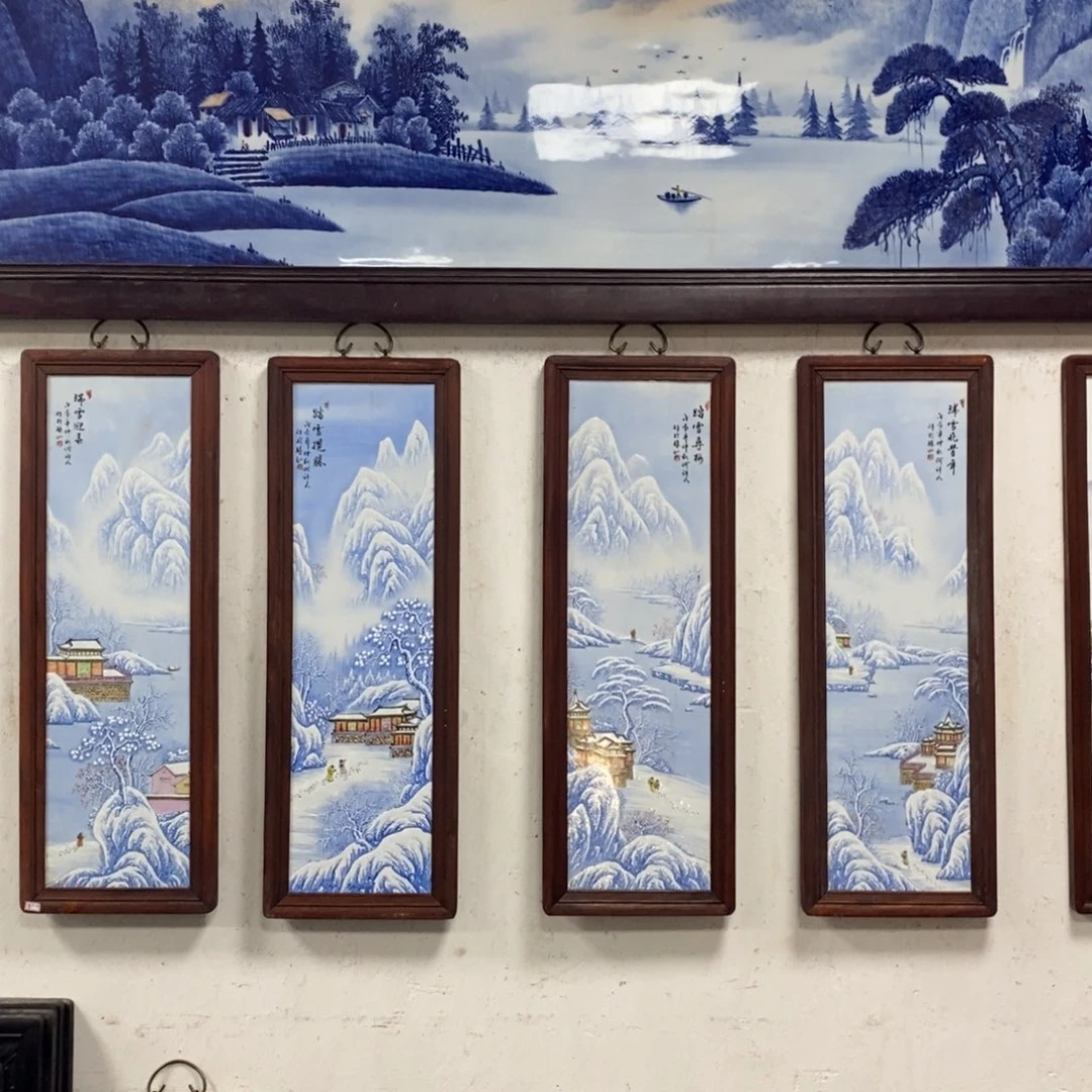 瓷片80*28*4景德镇瓷板画柴窑烧制
