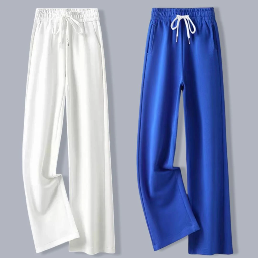 白色阔腿裤女卫裤春夏新款休闲直筒裤宽松显瘦高腰垂感拖地裤色