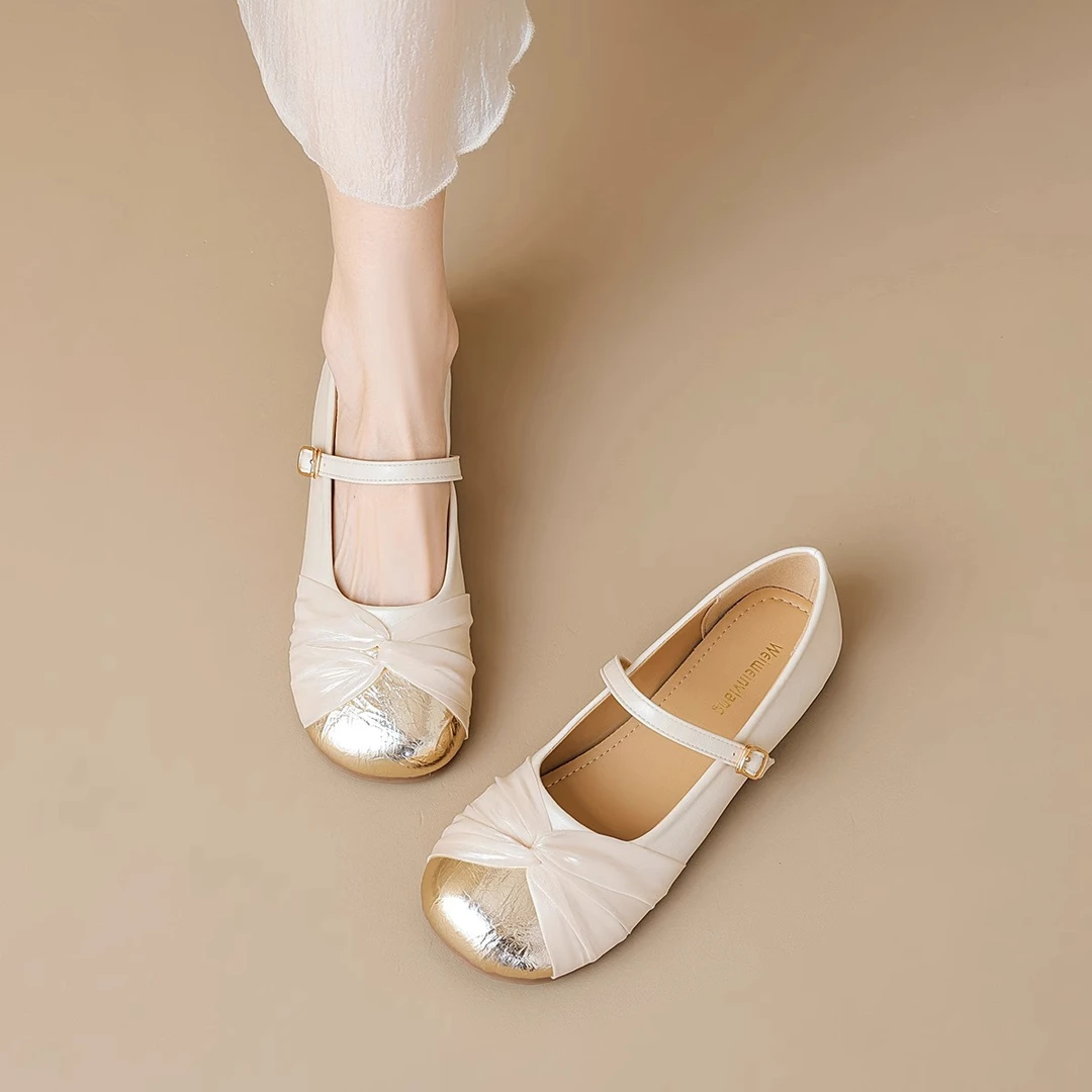 法式玛丽珍鞋女款2025新款夏季小香风浅口平底单鞋配裙子大码女鞋