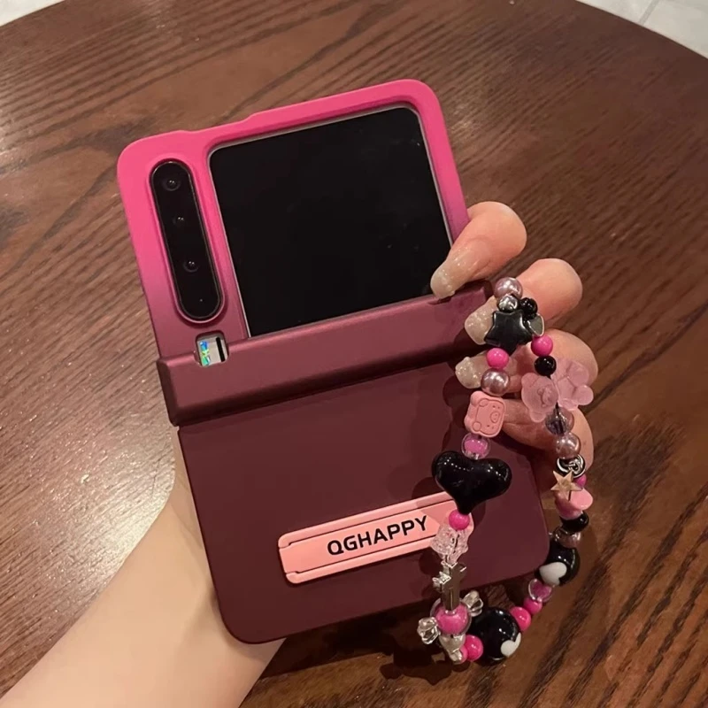 适用华为Pura X手机壳折叠屏pocket2酒红渐变磨砂p50小米mixflip2