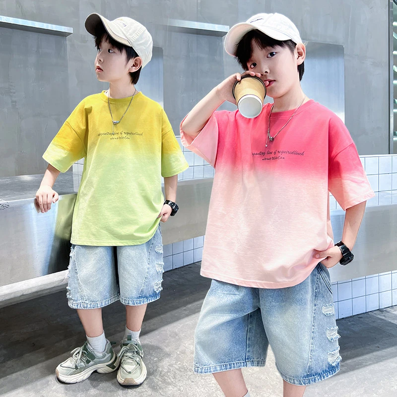 儿童T恤2025夏季新款男童体恤夏装男孩中大童宽松男孩短袖潮牌薄t