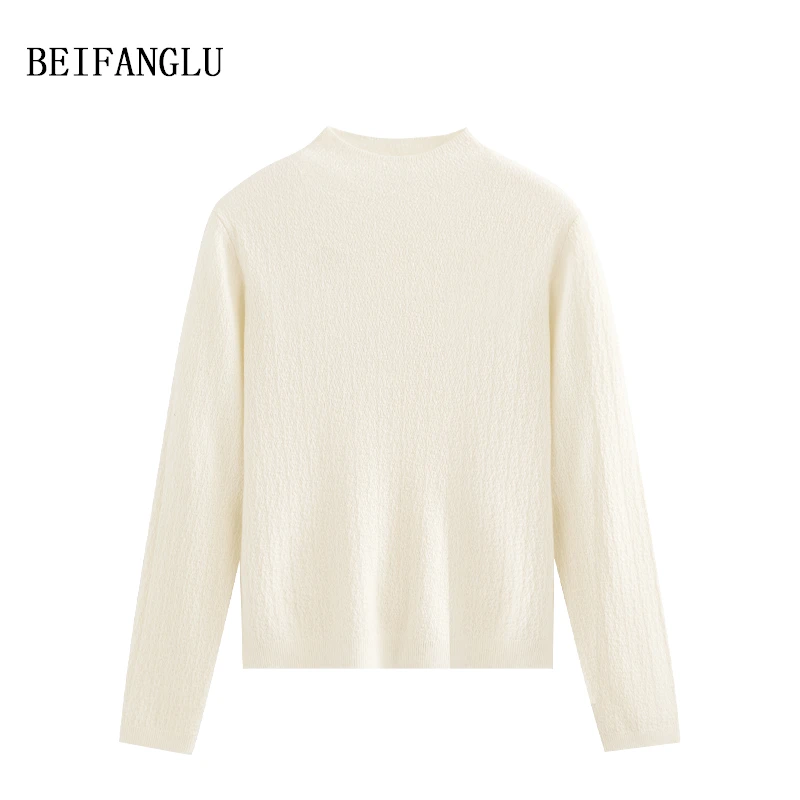 北方鹿【压褶肌理感内搭】绵羊毛2025秋冬气质半高领套头针织衫1397