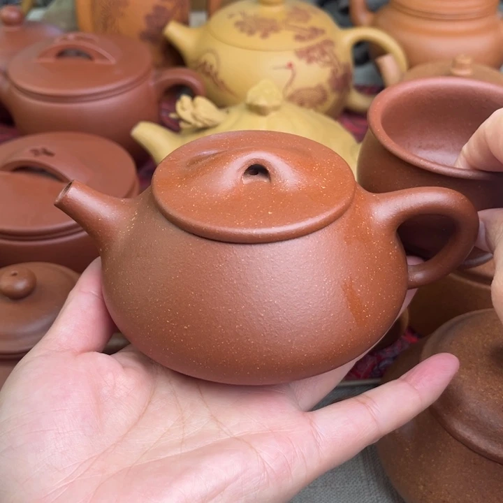 紫砂茶壶原矿红降坡景舟石瓢精工半手220cc
