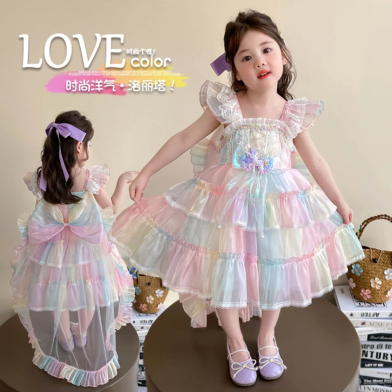 女童连衣裙2025夏季短袖3-6岁女宝小女孩裙子儿童公主裙时髦洋气