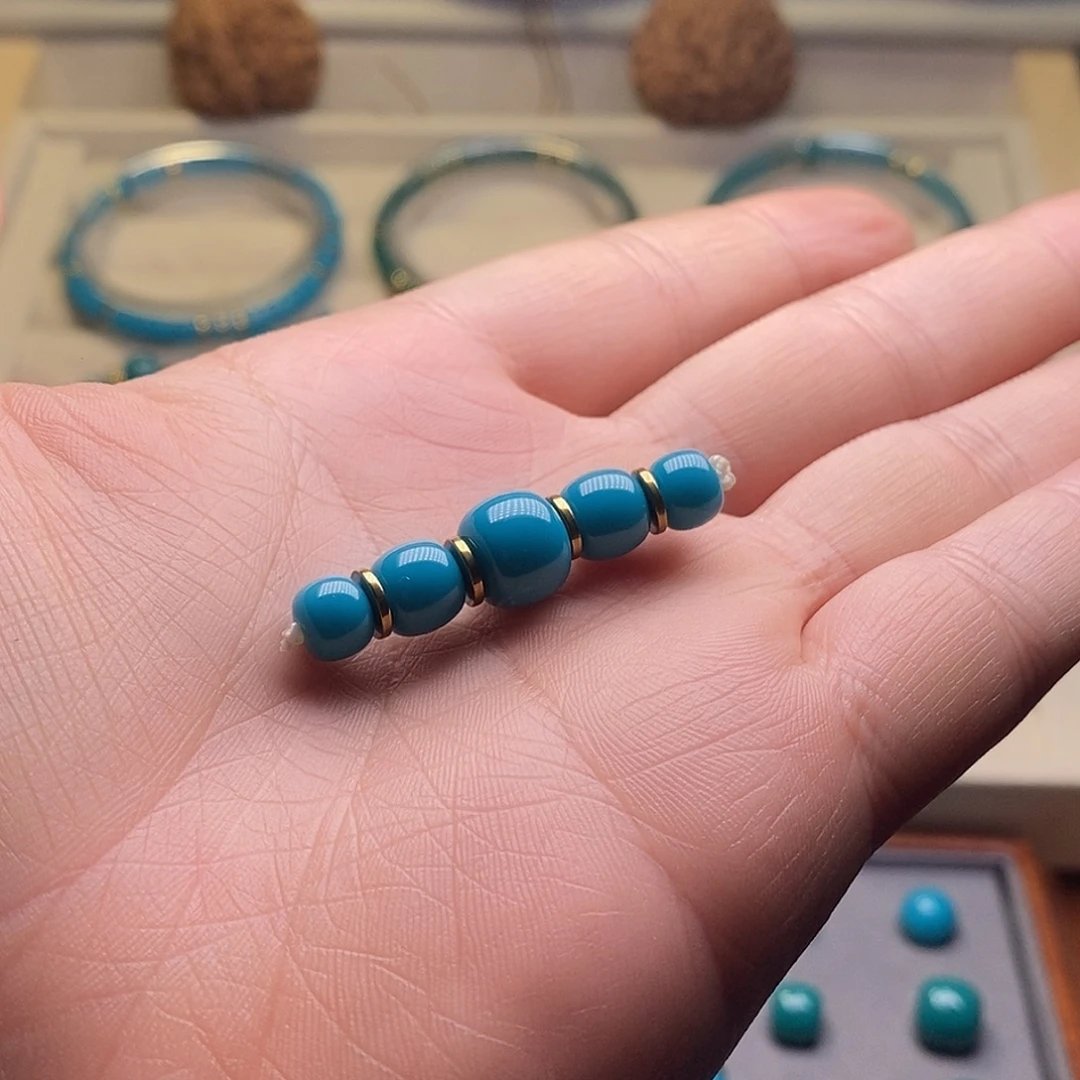 颈饰玻璃暴力蓝五连珠