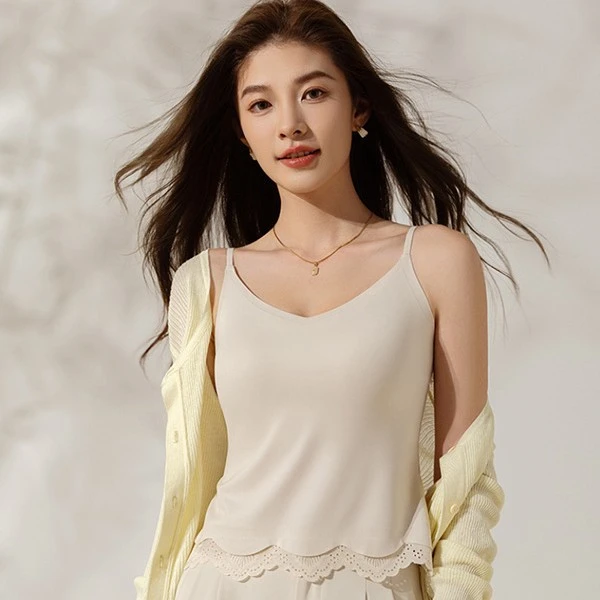 夏季新款蕾丝边无痕美背吊带背心固定杯外穿内衣性感内搭打底抹胸