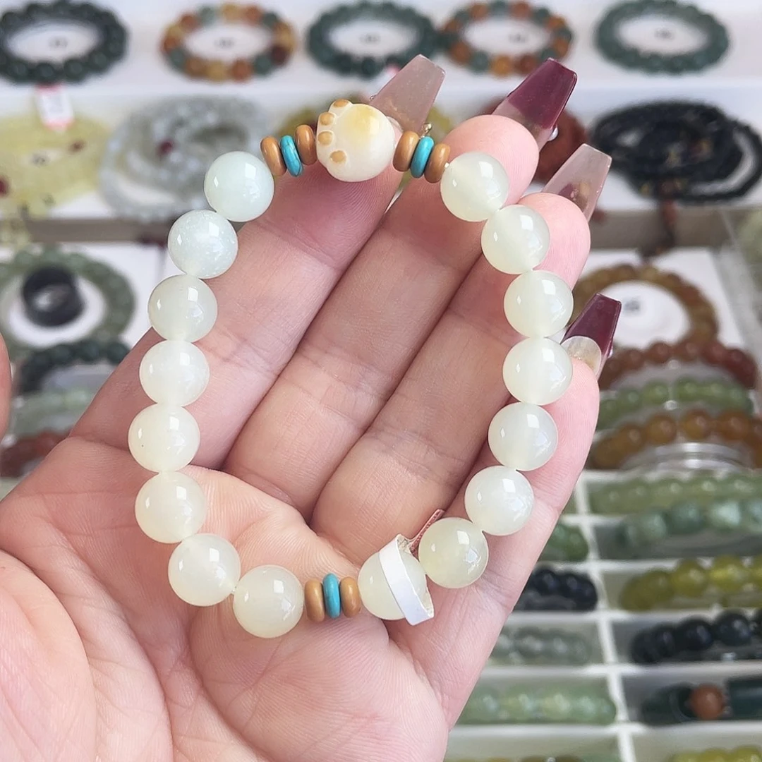 未镶嵌蛇纹石玉手链卡10