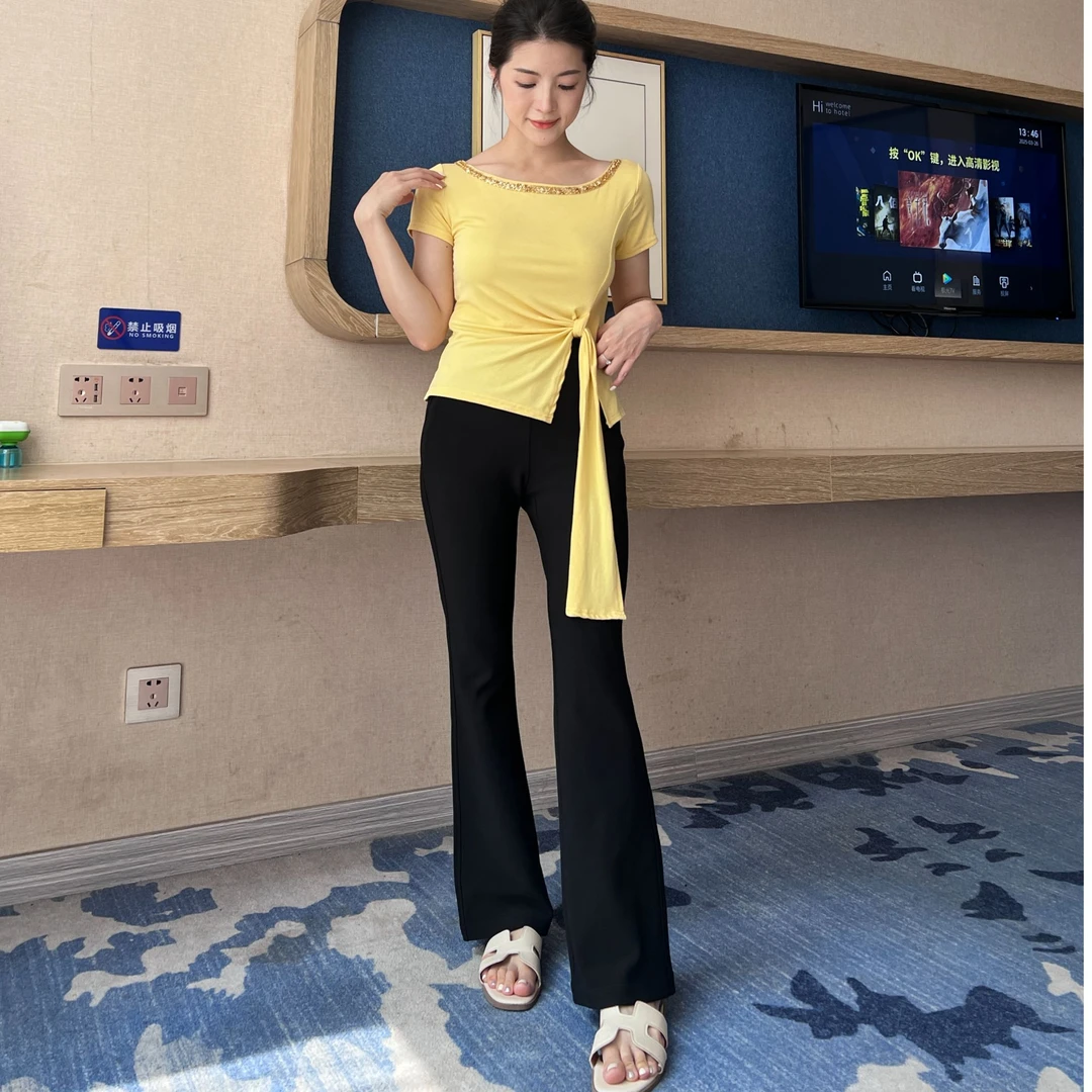 微喇裤子女爆款2025新款春夏高腰黑色休闲裤时尚显瘦百搭喇叭裤