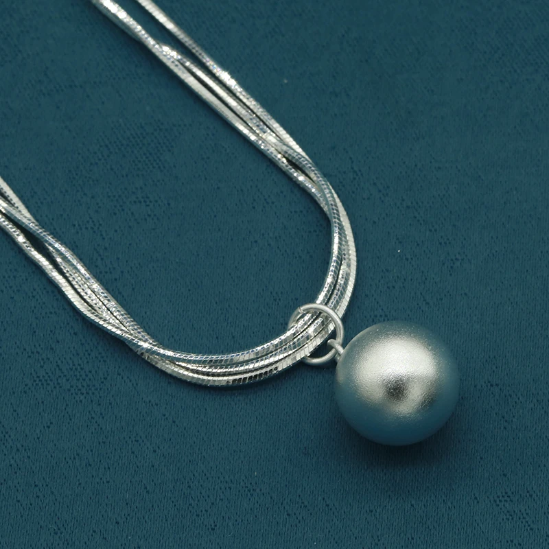 链子足银 精工三层蛇骨单珠项链