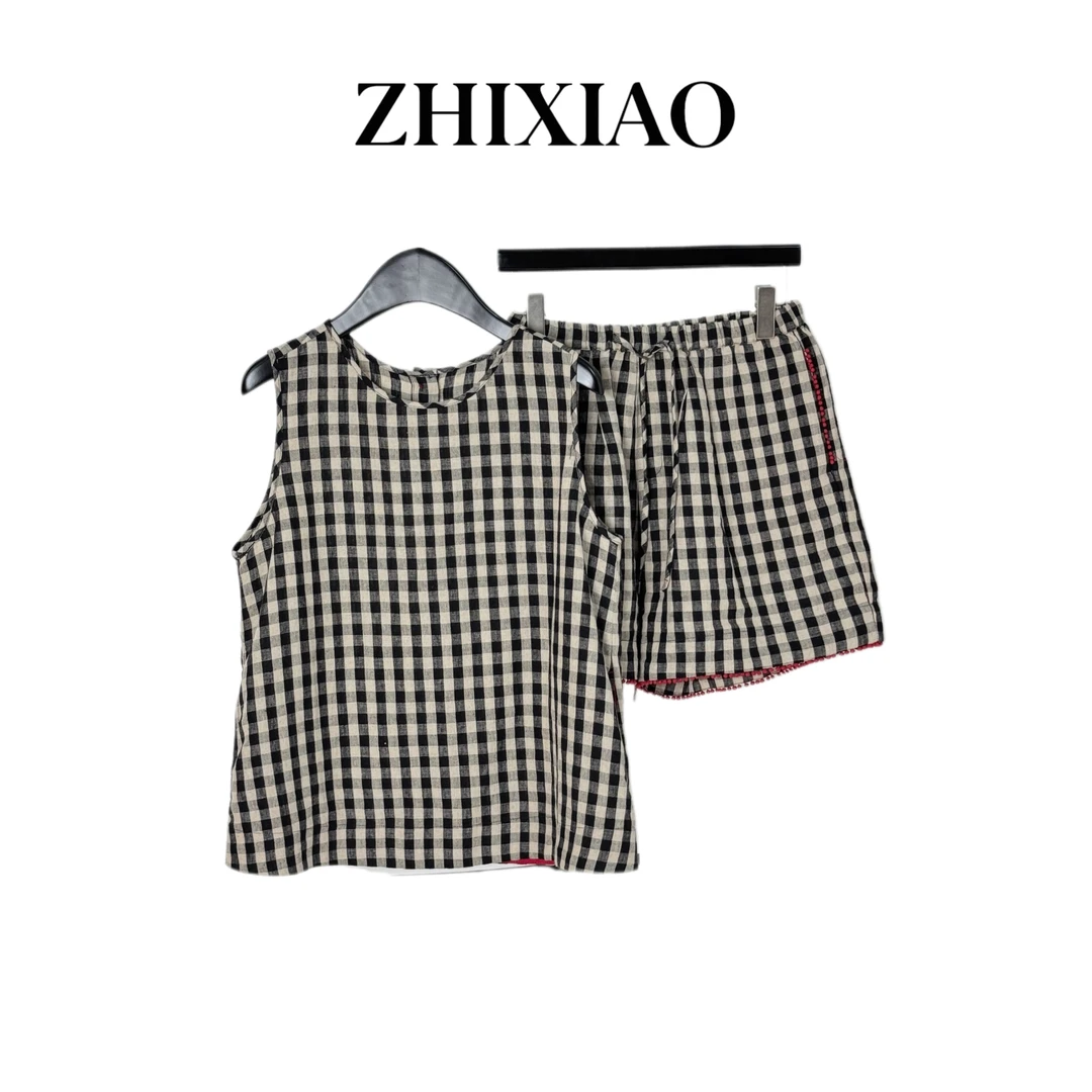 【ZHIXIAO】夏季新款：格子短裤套装125