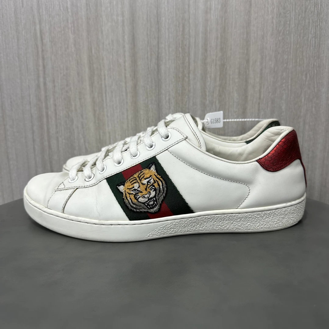 90新 GUCCI/古驰 42码 ACE 老虎印花 低帮板鞋