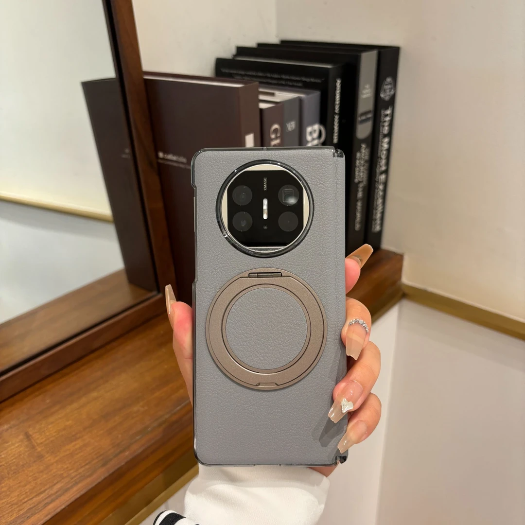 适用于华为MateX6手机壳旋转支架磁吸MateX5/X3透明边框中轴款