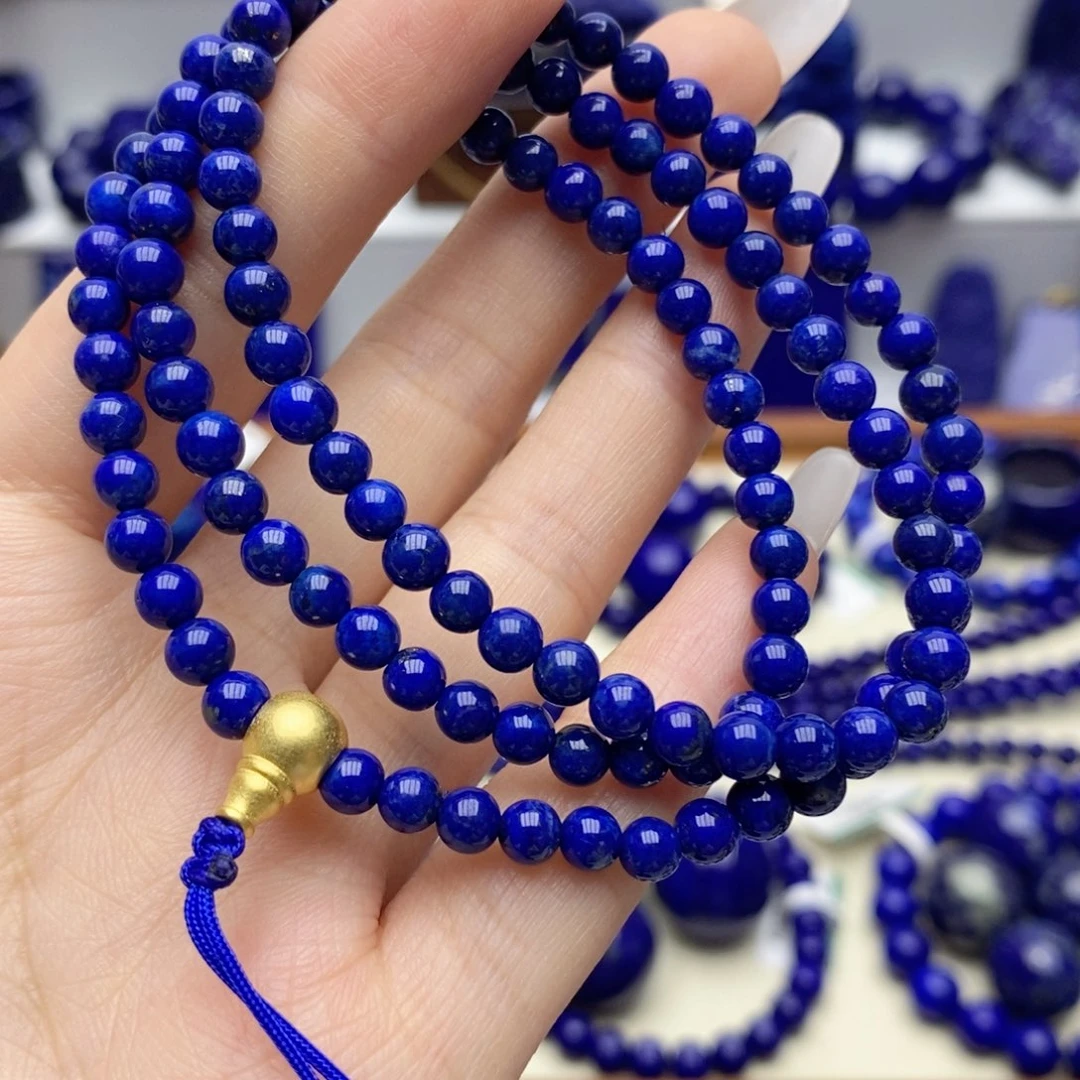银S925镀金镶嵌青金石手链4.8mm
