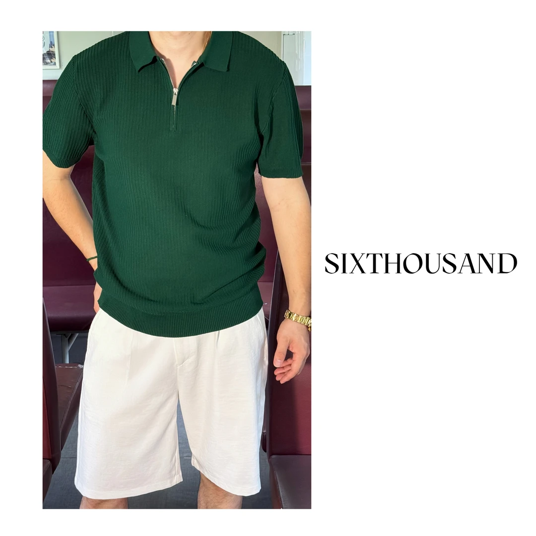 夏季新款轻奢老钱慵懒纯色polo衫休闲时尚肌理感拉链针织短袖