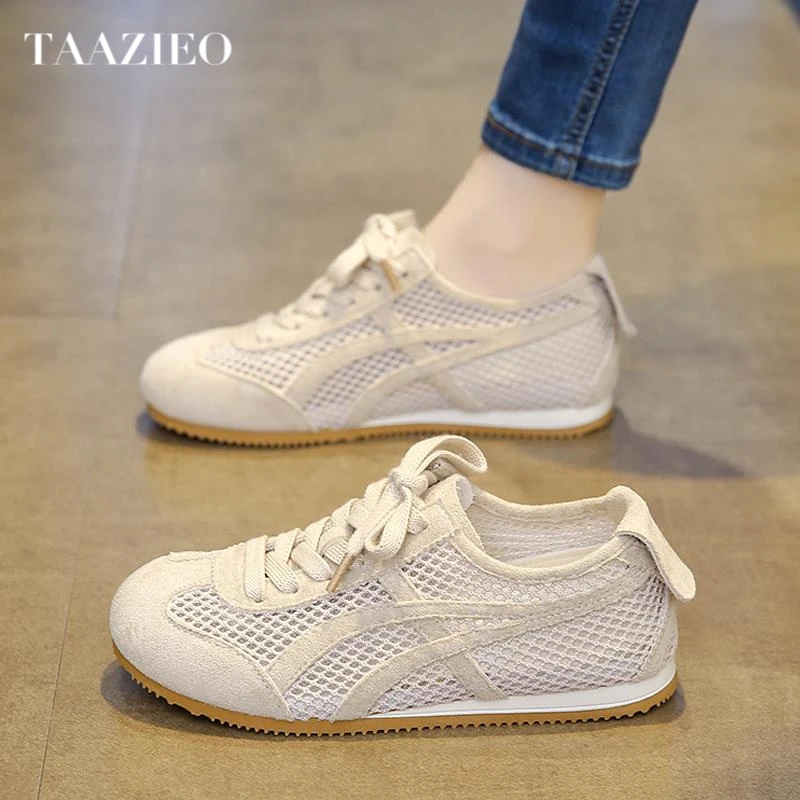 TAAZIEO网鞋透气网面夏季女鞋爆款新款镂空薄款运动鞋平底阿甘