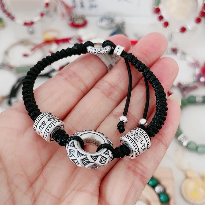 珐琅吊坠足银双平安扣