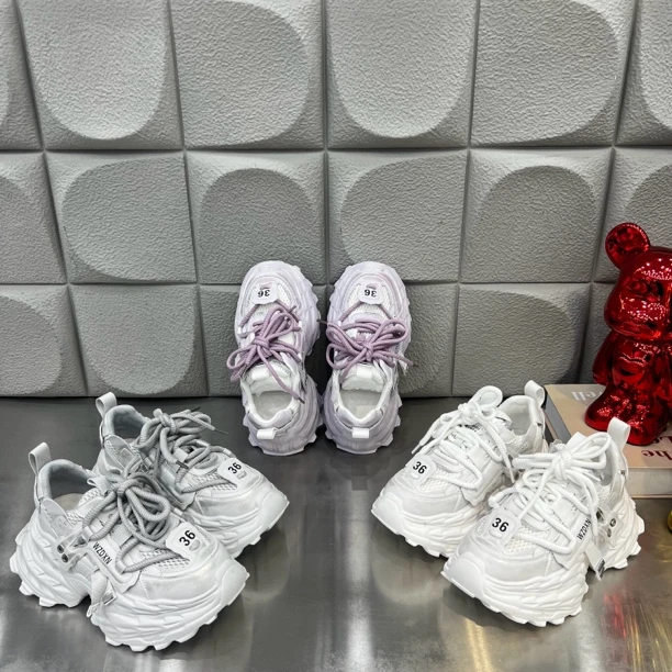 悦步推荐2025年（1306-1）厚底系带时尚拼接色老爹鞋