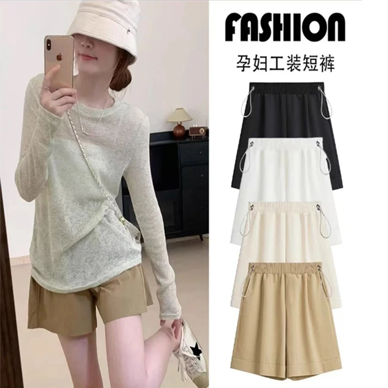 孕妇短裤夏装薄款外穿2025新款时尚休闲孕期宽松孕妈直筒阔腿裤子