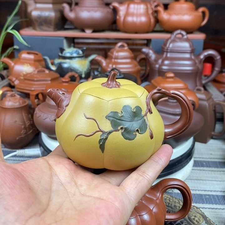 茶壶紫砂南瓜230CC原矿黄金段三色紫砂特价