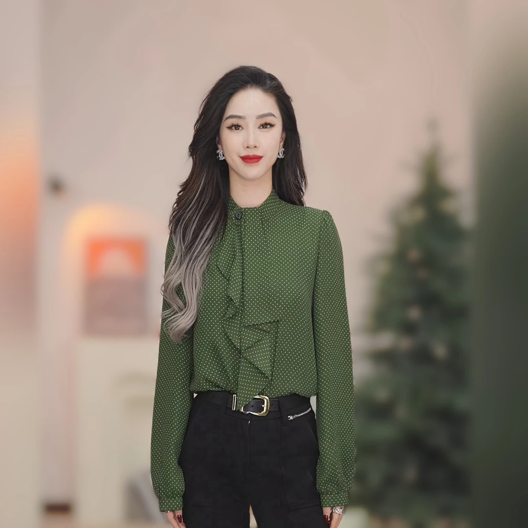 哥弟通勤气质时尚立领衬衣荷叶边长袖千金贵气名媛风女装1300744