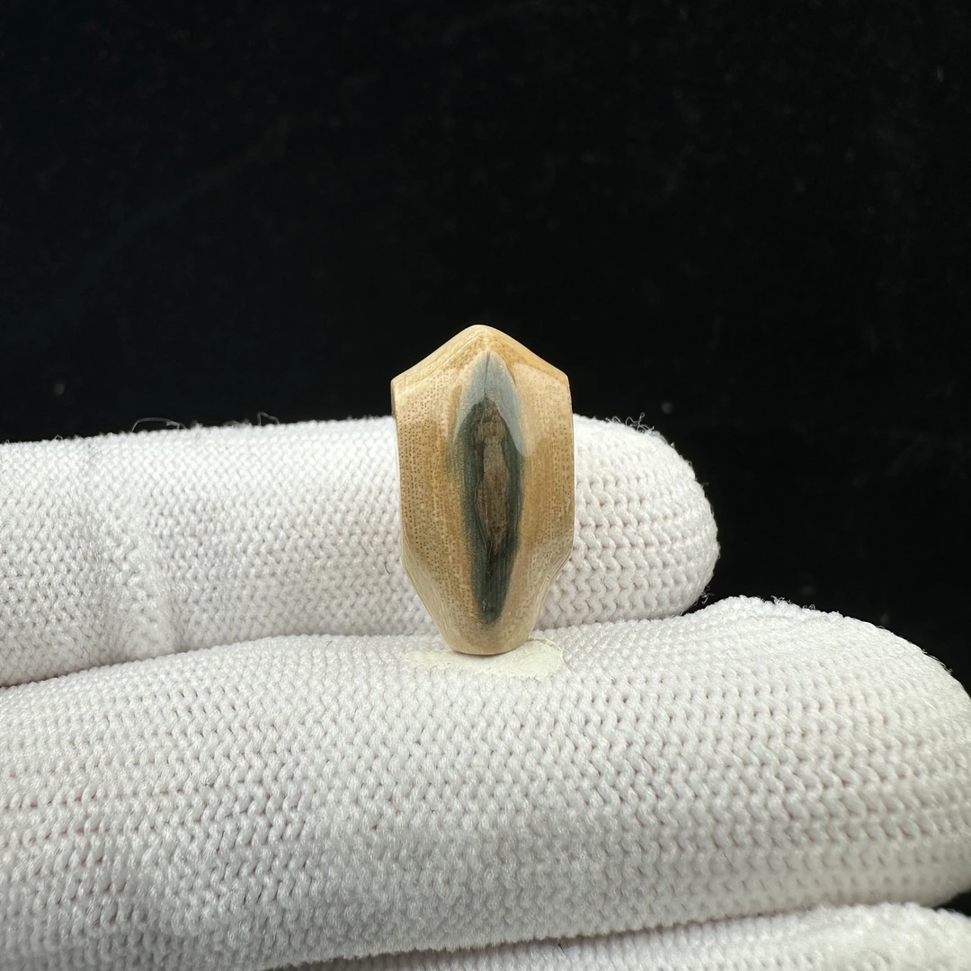 K7221天然猛犸牙 蓝皮鲨鱼背三通10.2*19.2mm一物一图 假一罚十