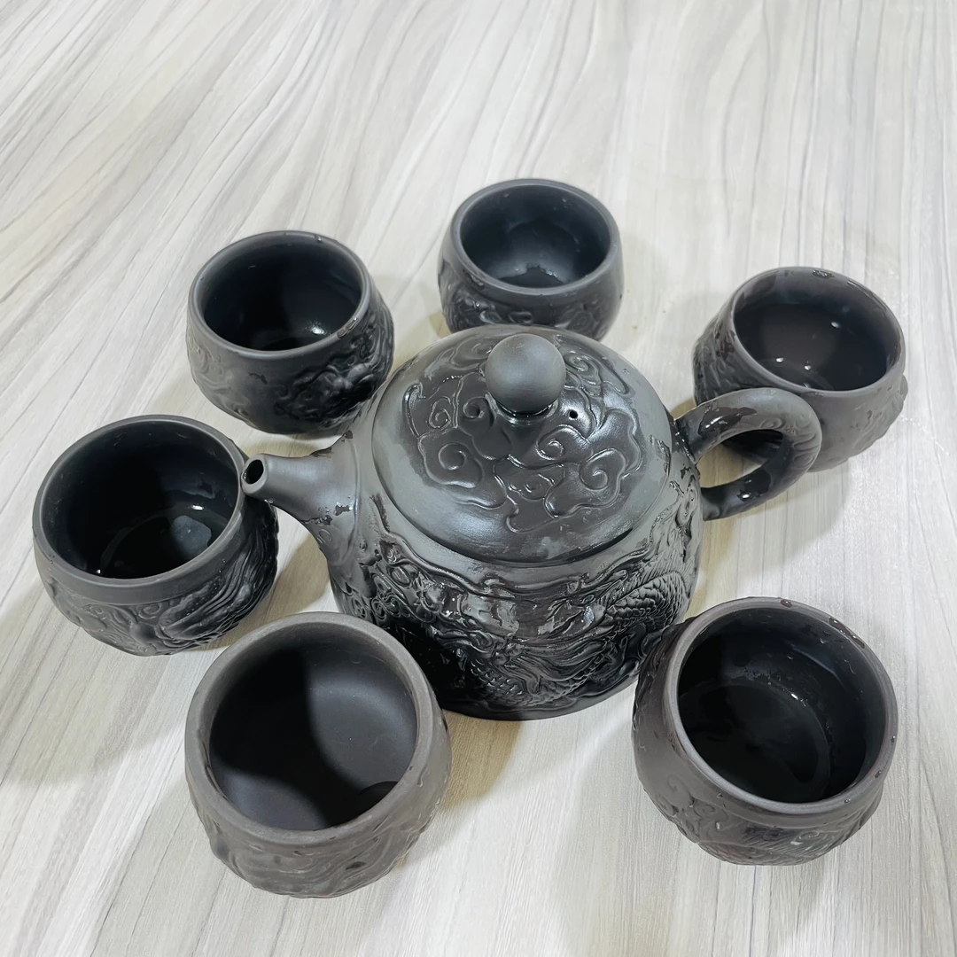 紫砂壶半月祥龙壶一壶六杯泡茶壶