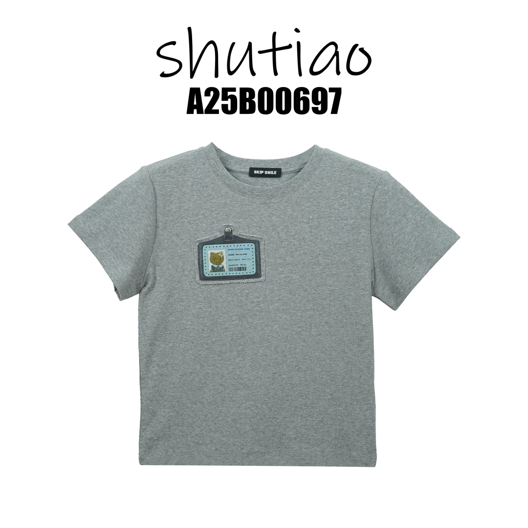 【SHUTIAO】2025夏季：新款小众设计款T恤A25B00697