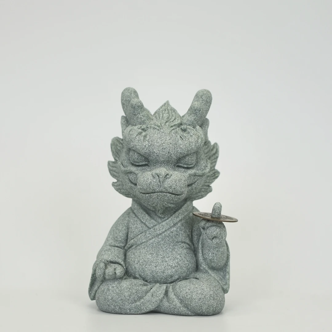 德瓷青砂石十二生肖一直有钱龙大师可养桌面办公室茶桌家居装饰