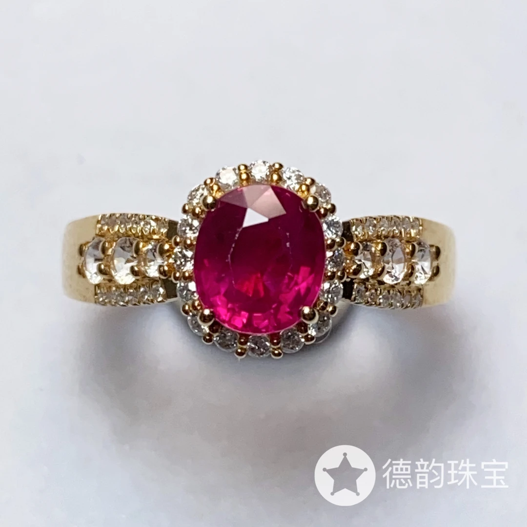 18k金镶嵌天然红宝石戒指