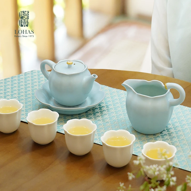 台湾陆宝陶瓷整套茶具6人家用商务送礼高档成套功夫茶具吉相伴