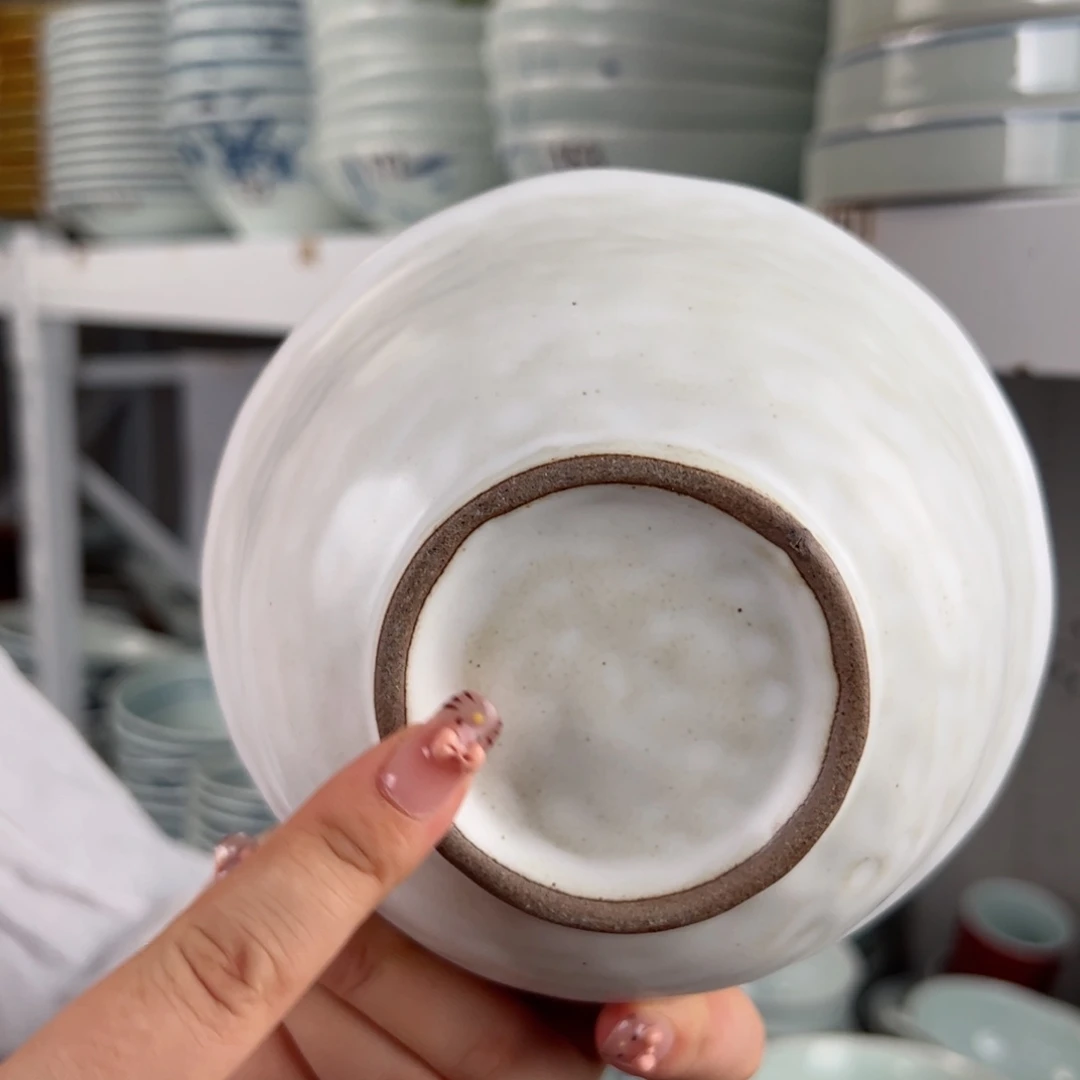 手工绘画高温釉下彩福利陶泥手捏胎6寸高足碗（单只装）