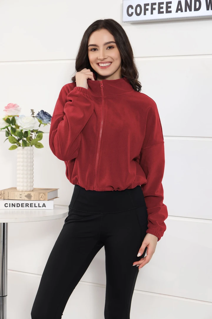 加绒立领运动外套女秋冬新款保暖双面绒瑜伽服健身外套