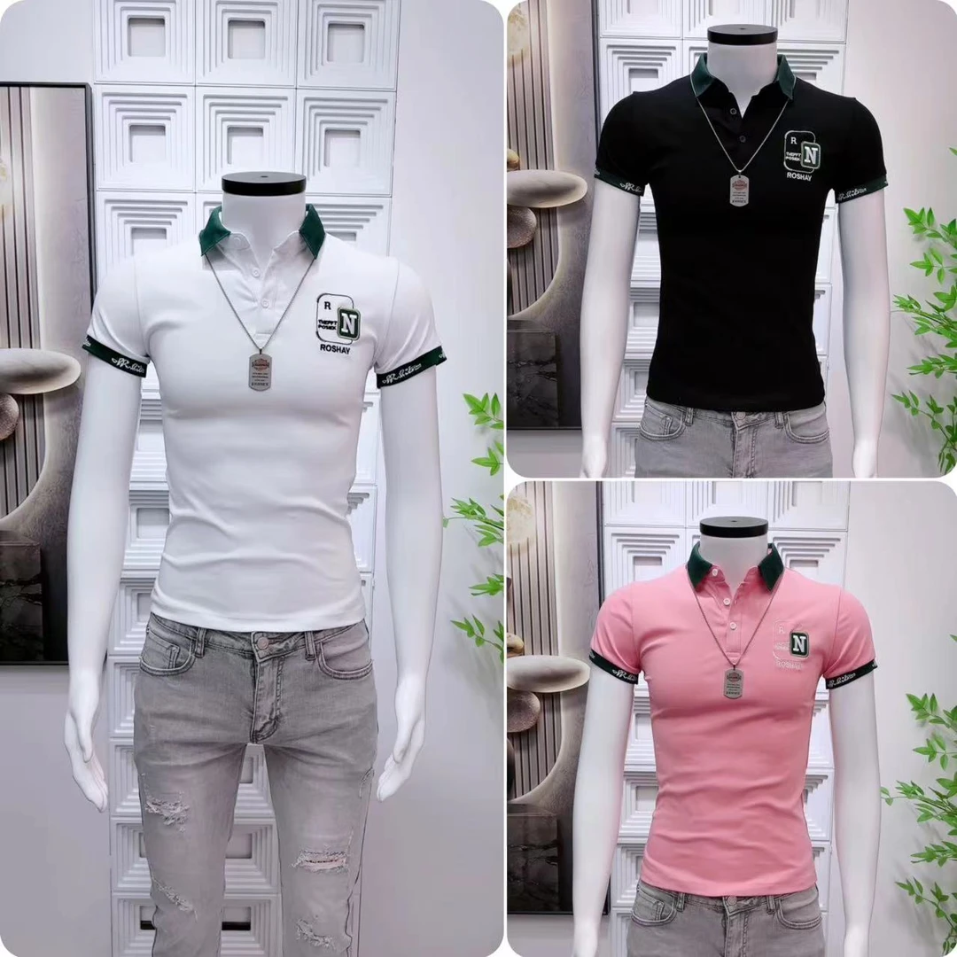 夏天爆款短袖翻领polo衫男韩版修身拼色刺绣工艺休闲网红潮流半袖