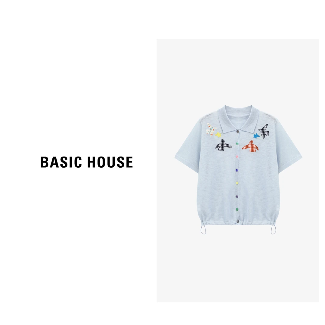 Basic House/百家好夏季时尚INS风常规款短袖针织衫-B0625B5BGT2