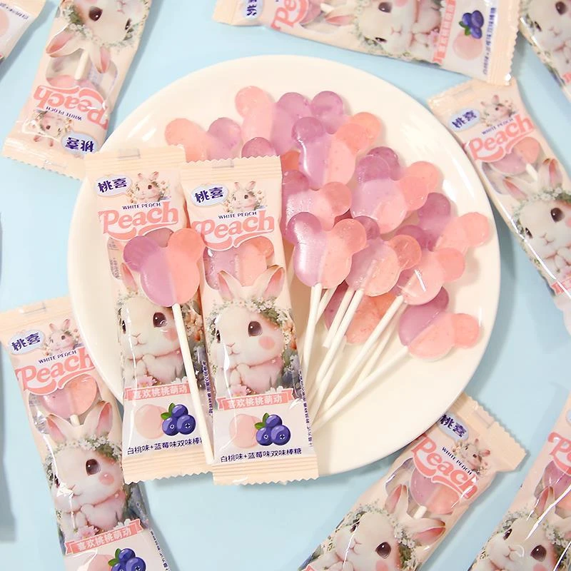 彩虹日记双味棒棒糖白桃蓝莓味糖果硬糖休闲零食六一儿童喜糖糖