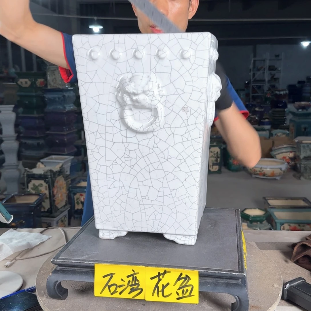 一风堂石湾花盆 内口17，高35高温裂微瑕
