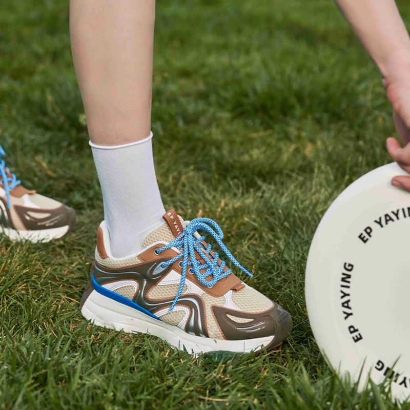 EP YAYING雅莹女鞋 质感拼接厚底运动休闲鞋 新款XP02A