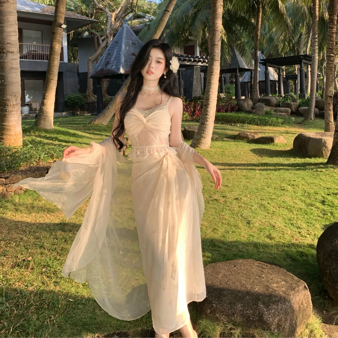 Blovelan琉璃纱 气质百搭荷叶边系带不规则雪纺纱轻薄防晒开衫